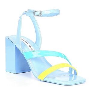 Chelsea & Violet Holli Patent Color Block Ankle Strap Sandals